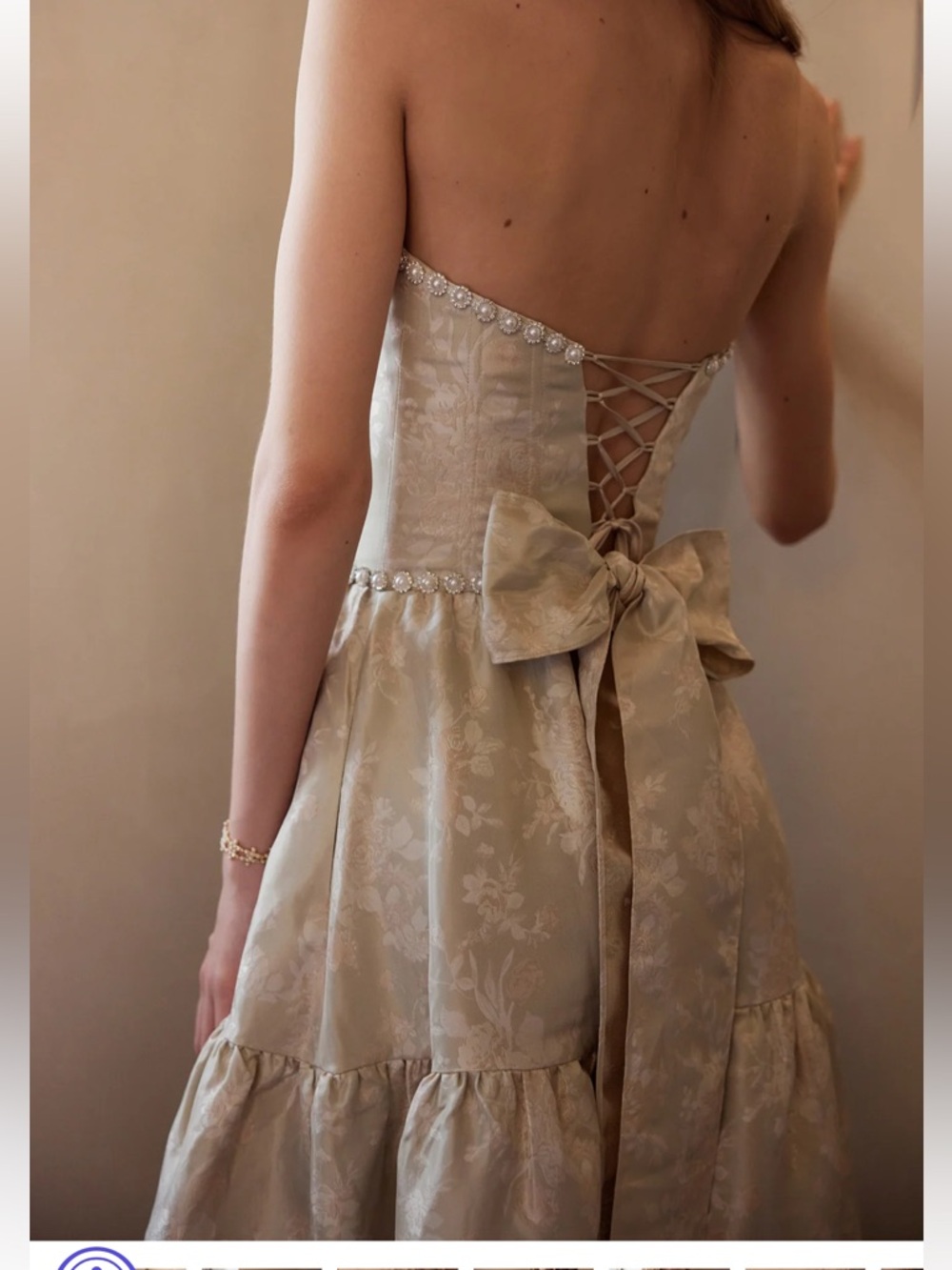 V. CHAPMAN| THE VIVIAN DRESS IN TAUPE WINDSOR BROCADE - Picture 2 of 12